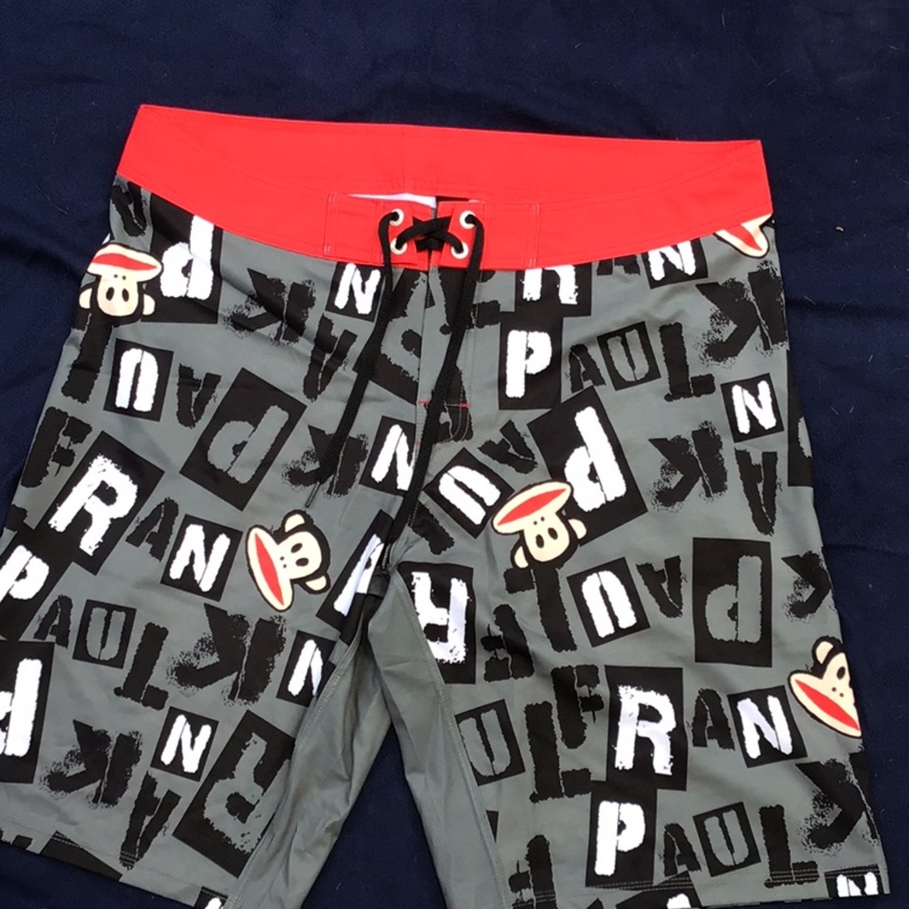Men’s Gray Board Shorts with Red Waist ☀️🏝⛱ XL